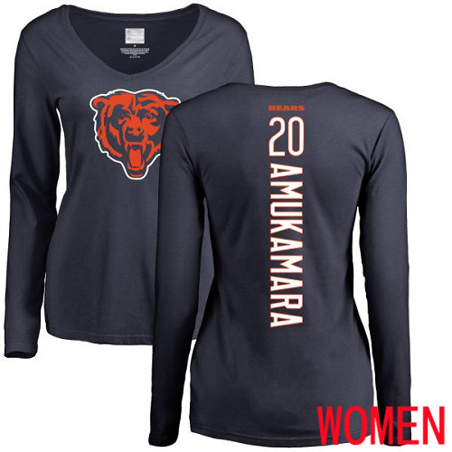 Chicago Bears Navy Blue Women Prince Amukamara Backer NFL Football #20 Long Sleeve T Shirt->nfl t-shirts->Sports Accessory